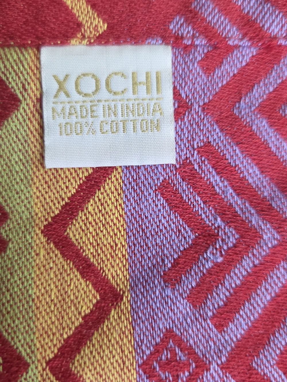 Vibrant Red & Gold Geometric Table Runner 100%Cotton 94